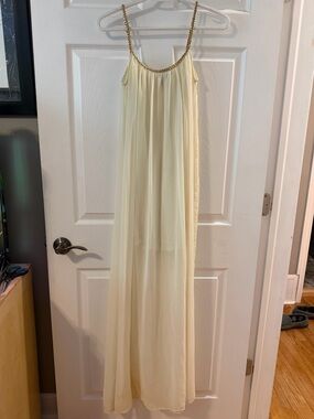 UK2LA Cream and Gold Braided Detail Top